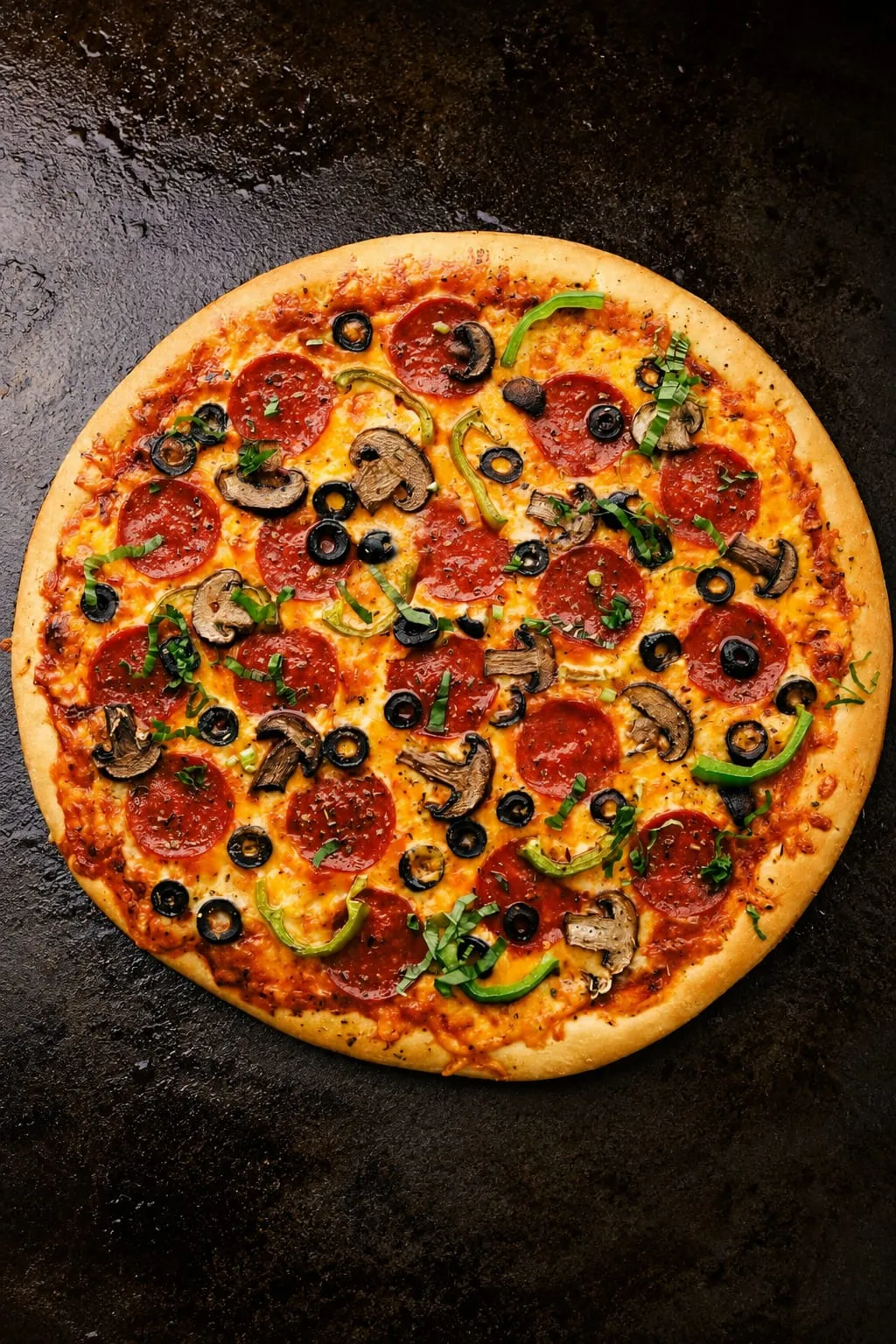 Pizzas cooking on a Blackstone griddle