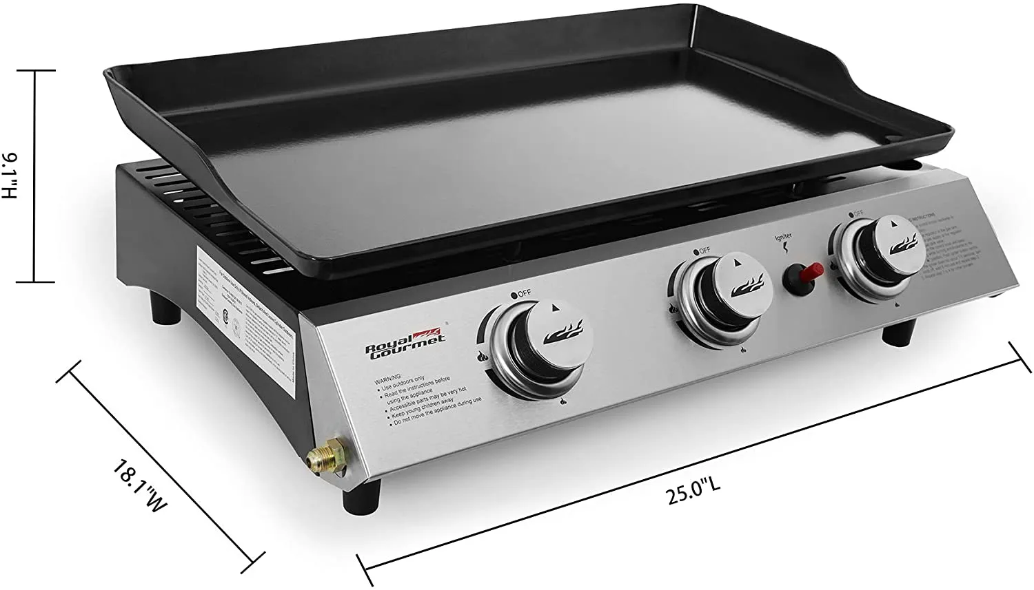 Tabletop griddle dimensions