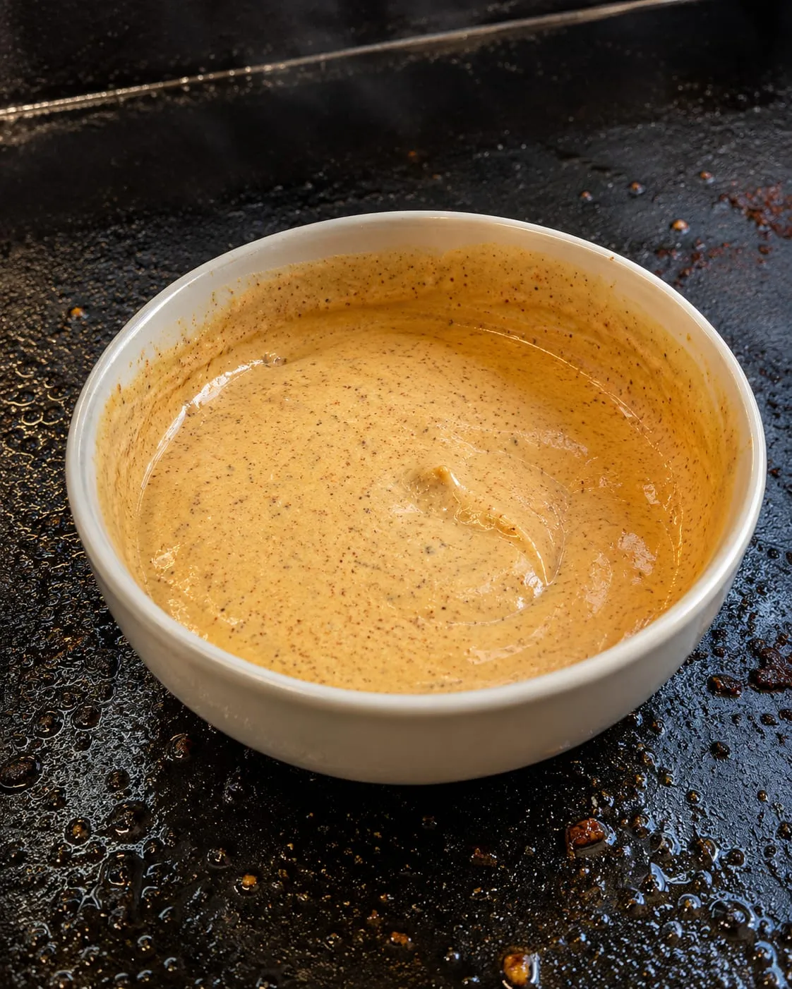 Smash burger sauce in a bowl with mayo, ketchup, and pickle relish